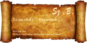 Szaszkó Benedek névjegykártya