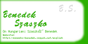 benedek szaszko business card